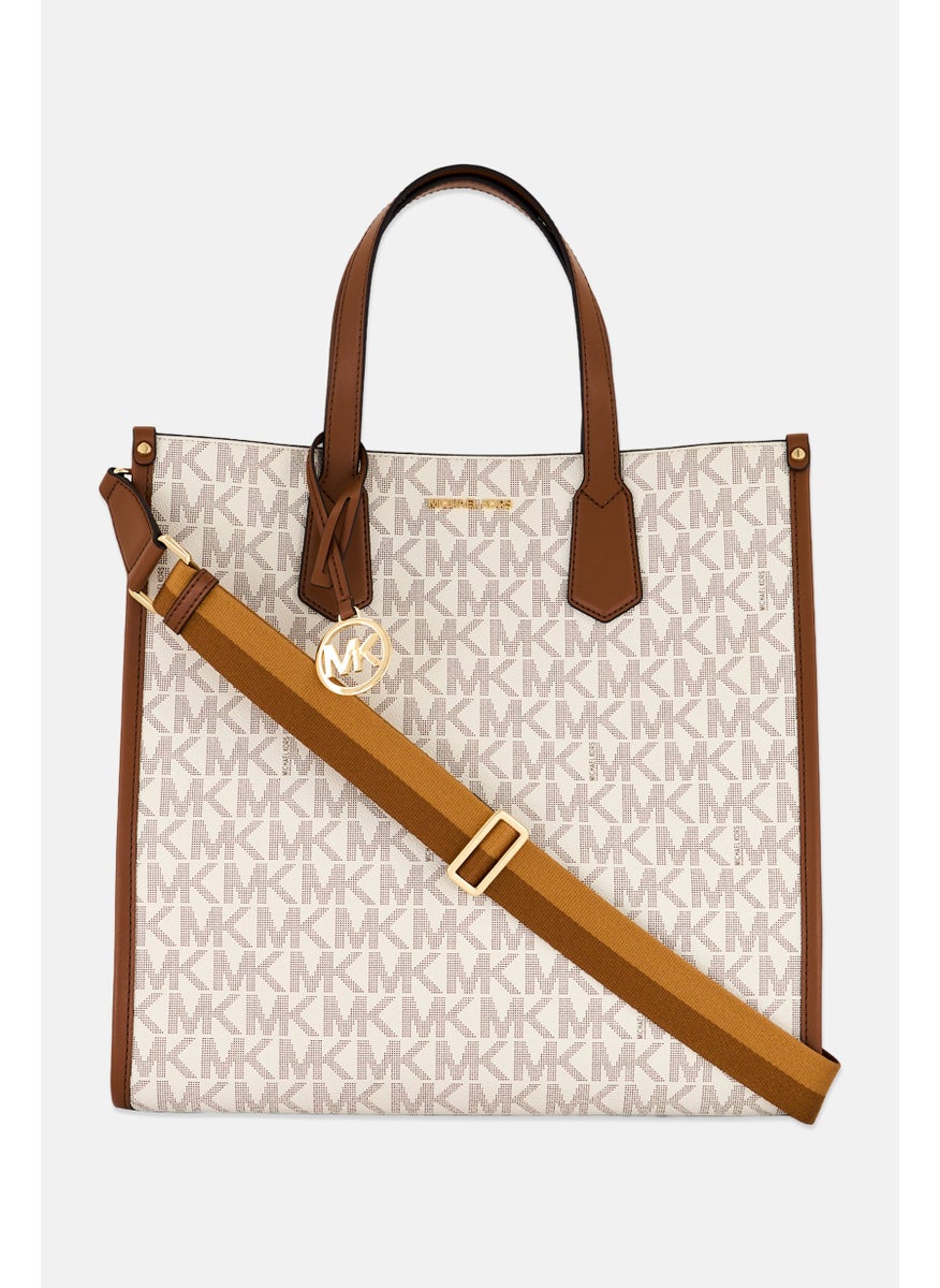 Michael Kors Women Brand Logo Maple Tote Bag 36 H x 36 L x 15 W cm, Beige/Brown  - Image 1