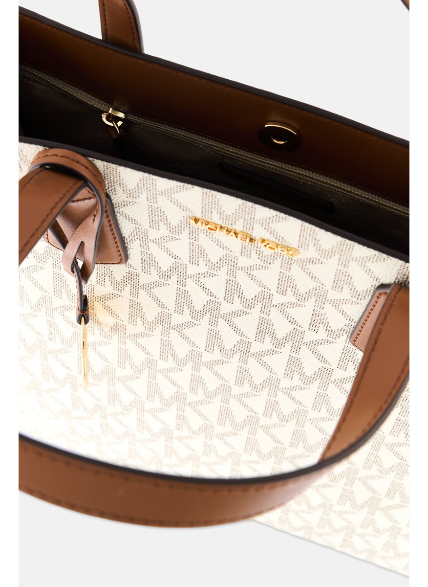 Michael Kors Women Brand Logo Maple Tote Bag 36 H x 36 L x 15 W cm, Beige/Brown  - Image 4