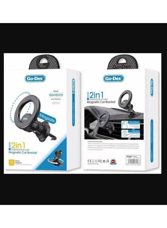 2-in-1 Magnetic Car Bracket, 360° Rotation, Dashboard and Air Vent Mount, A Versatile Mounting Solution for Smartphones. | WIDGETS MATRIX - Image 2