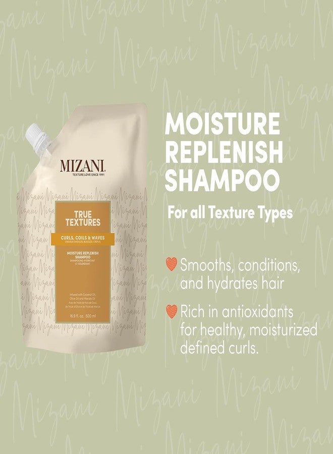 Mizani True Textures Moisture Replenish Shampoo - Smooths & Hydrates, With Coconut Oil, Sulfate & Paraben-Free, for Natural Curly Hair, 16.9 Fl Oz - Image 2