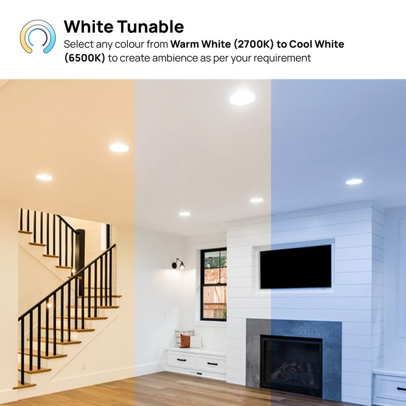 WIPRO Wipro Garnet 6W Smart Panel Ceiling Light CCT White Tuneable Dimmable Control with Mobile App via Bluetooth Gateway Required for Controlling Through Internet AlexaGoogle Asst Pack of 1  - Image 4