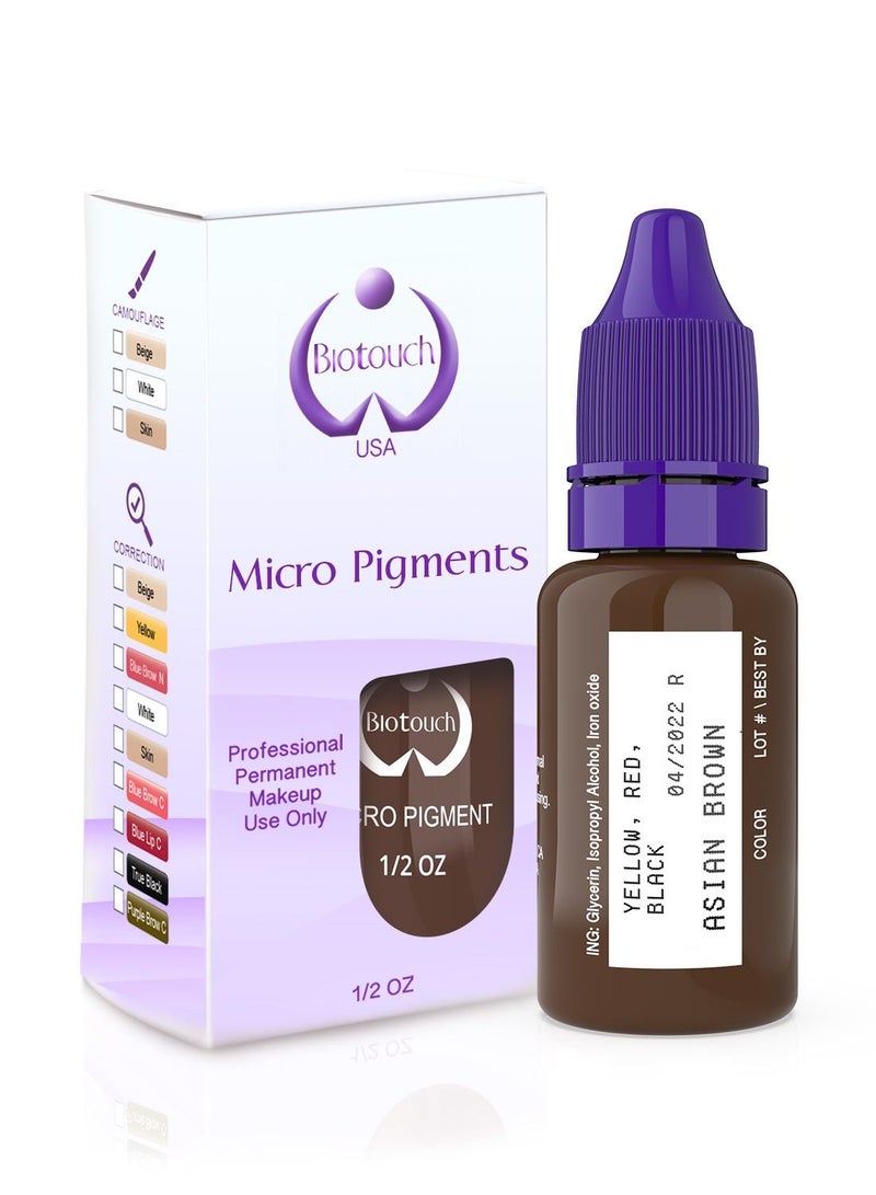 Eyebrow Pigment For Eyebrows Brows Micro pigments Microblading pigments PMU Machine Use Medical Grade No Mixing eyebrow pigment for shading For Professionals Only 15ml Asian Brown