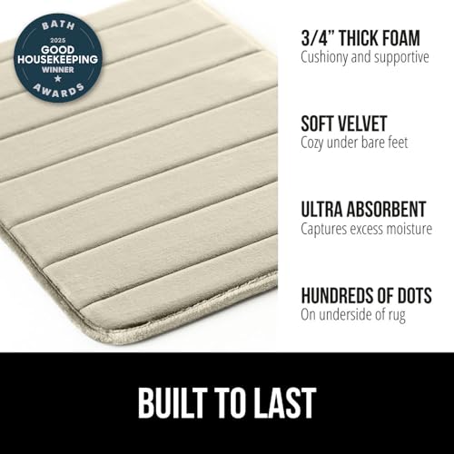 GORILLA GRIP Memory Foam Bath Mat Soft Absorbent US Designed Bathroom Rug Gripping Dots Machine Washable Bathmat Cushioned Floor Mats Shower Sink Rugs Room Dcor Accessories 30x20 Champagne - Image 3