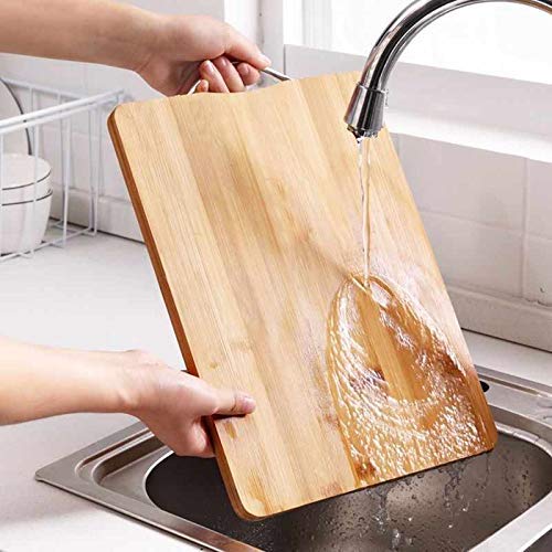 Laxit Enterprise Thick Wooden Bamboo Kitchen Chopping Cutting Slicing Board with Holder for Fruits Vegetables Meat - Image 3