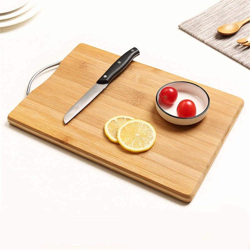 Laxit Enterprise Thick Wooden Bamboo Kitchen Chopping Cutting Slicing Board with Holder for Fruits Vegetables Meat - Image 2