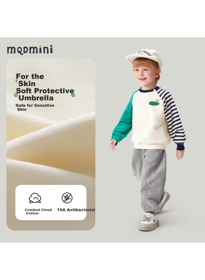Mqdmini Kids Boys Sweatshirt Spring Antibacterial Colorblock Striped Long Sleeve Top Baby Fun - Image 3