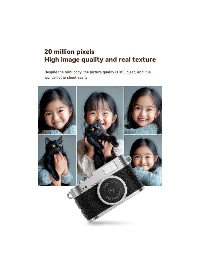 Mini Retro Digital Kids Camera 2K 1440p – Portable Compact Camcorder with 30FPS Video, Wide Zoom, Switchable Creative Filters, Instant Photo Capture, Lightweight Beginner-Friendly Pocket Camera for Travel and Gifts - Image 2