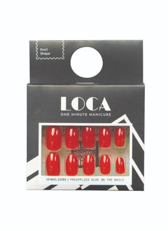 loca Loca Ready nails - Red colour - Oval shape  - Image 1