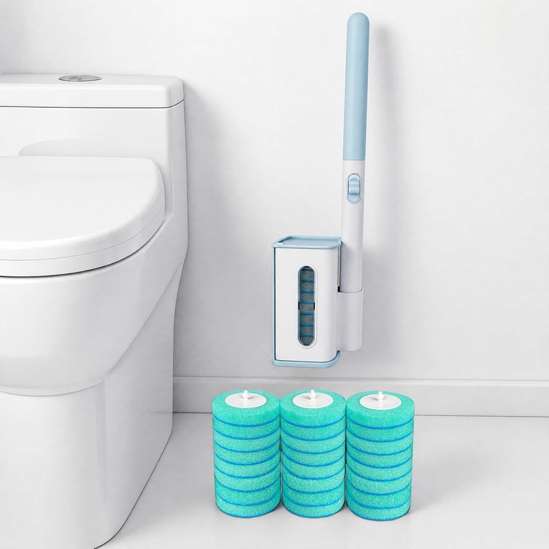 KZKR Disposable Toilet Brush, Wall-Mounted Rotating Holder Set, Bathroom Maintenance, Toilet Cleaner(Light Agarwood Scent) - Image 1