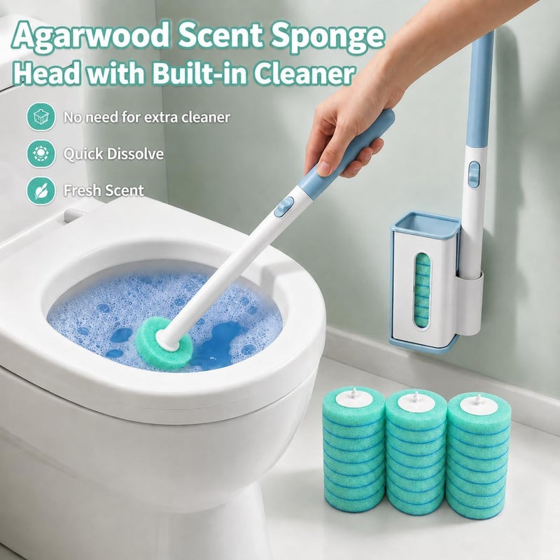 KZKR Disposable Toilet Brush, Wall-Mounted Rotating Holder Set, Bathroom Maintenance, Toilet Cleaner(Light Agarwood Scent) - Image 3
