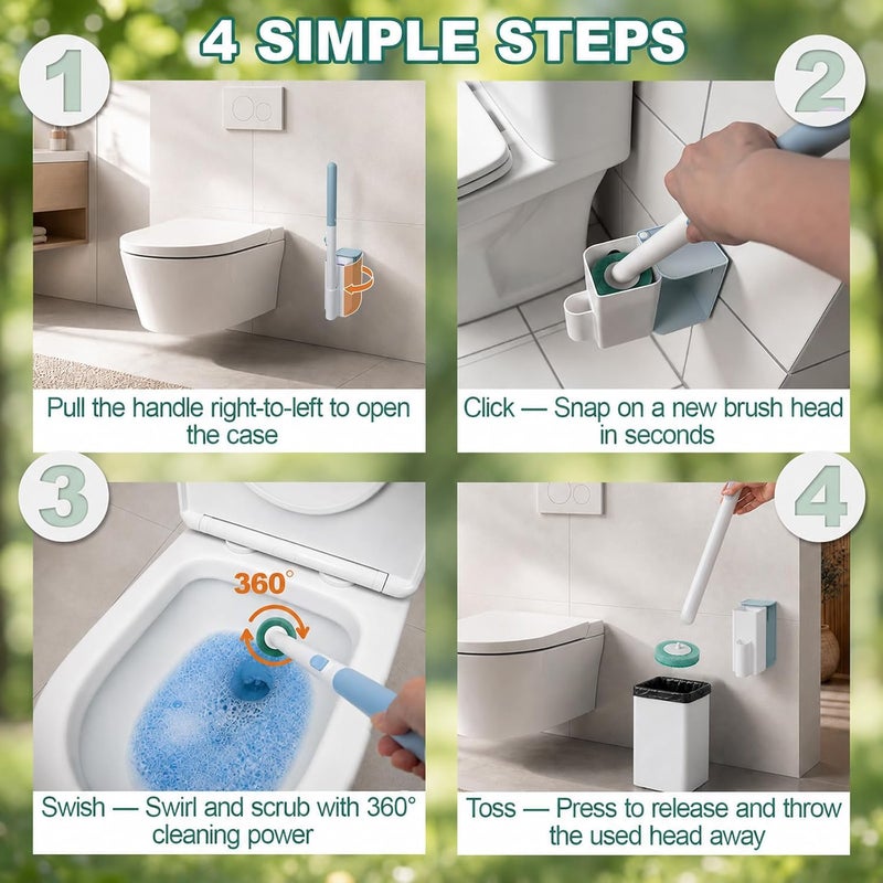 KZKR Disposable Toilet Brush, Wall-Mounted Rotating Holder Set, Bathroom Maintenance, Toilet Cleaner(Light Agarwood Scent) - Image 5