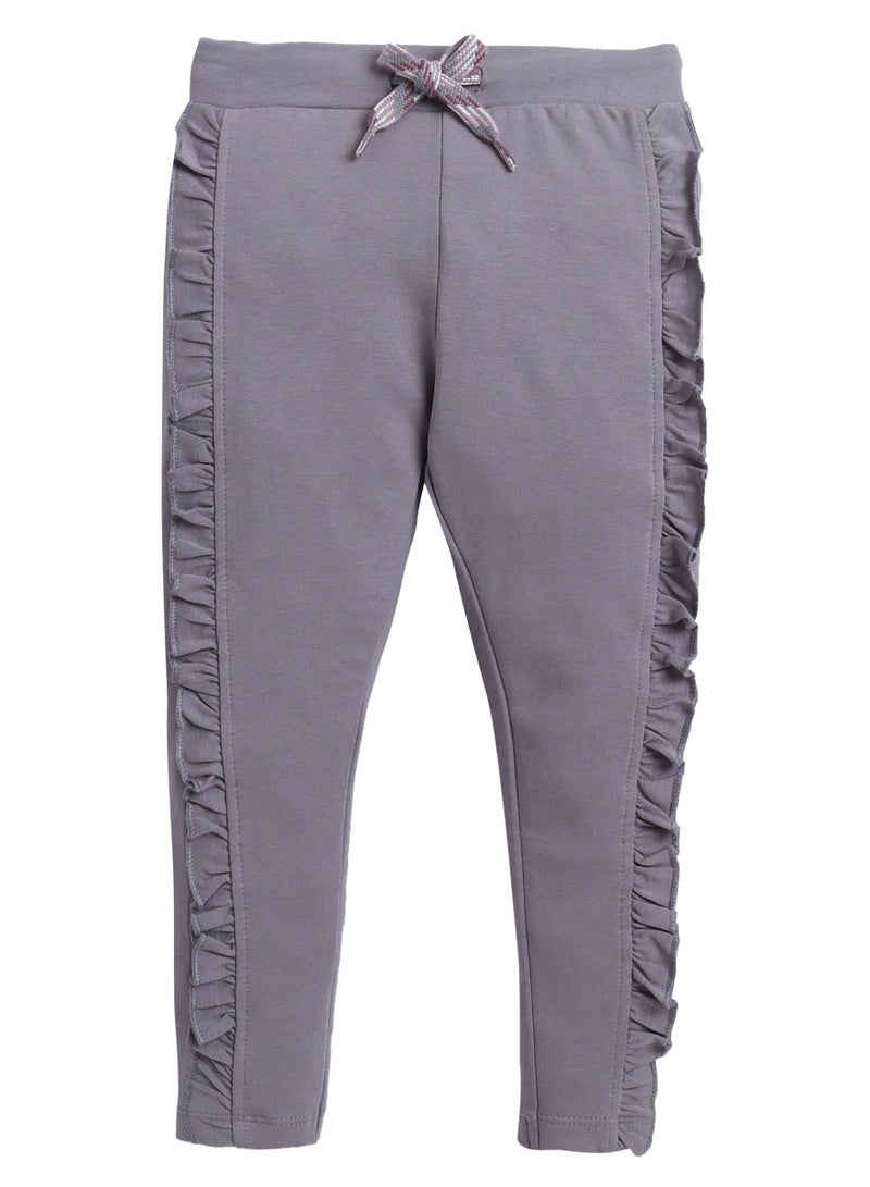 Dirkje Girls Floral Chenille Fleece Tracksuit – Dusty Rose & Grey 2-Piece Set - Image 4