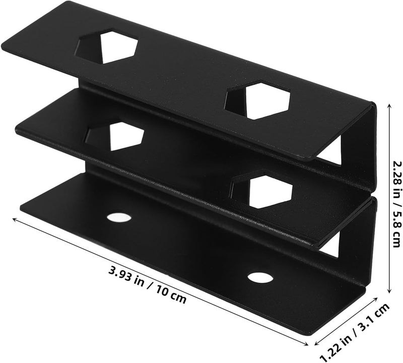 Desk Laptop Stand Double Layer Metal Laptop Bracket with Screws for Keyboard and Cable Storage Office Workspace Organizer Black - Image 2