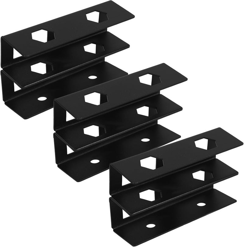 Desk Laptop Stand Double Layer Metal Laptop Bracket with Screws for Keyboard and Cable Storage Office Workspace Organizer Black - Image 1