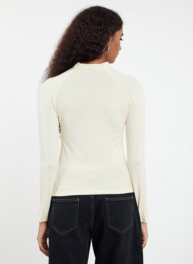 trendyol Stone High Collar Dart Detailed Fitted Knitted Blouse TWOAW25BZ00027 - Image 5