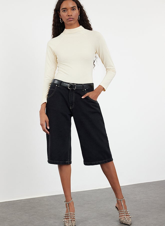 trendyol Stone High Collar Dart Detailed Fitted Knitted Blouse TWOAW25BZ00027 - Image 2