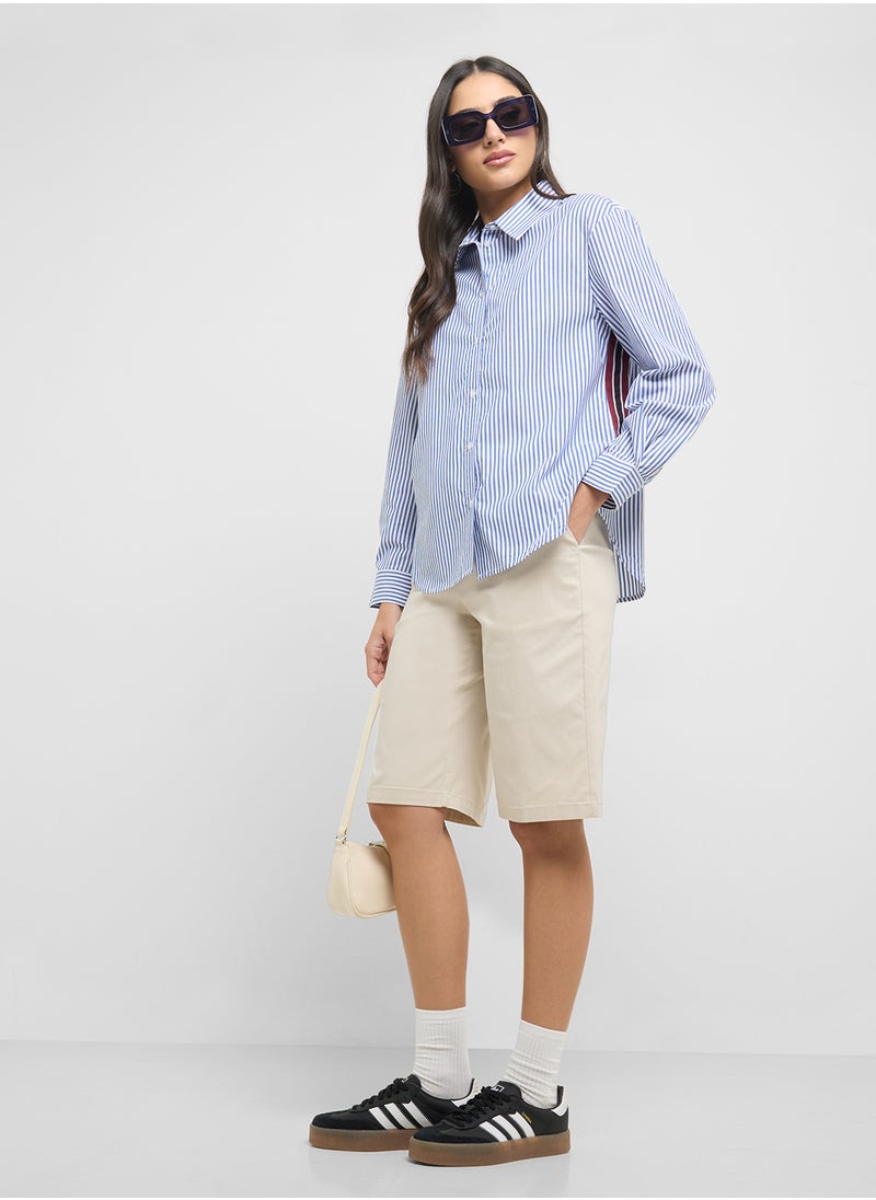 ONLY - Side Tape Detail Pinstripe Shirt - Image 1
