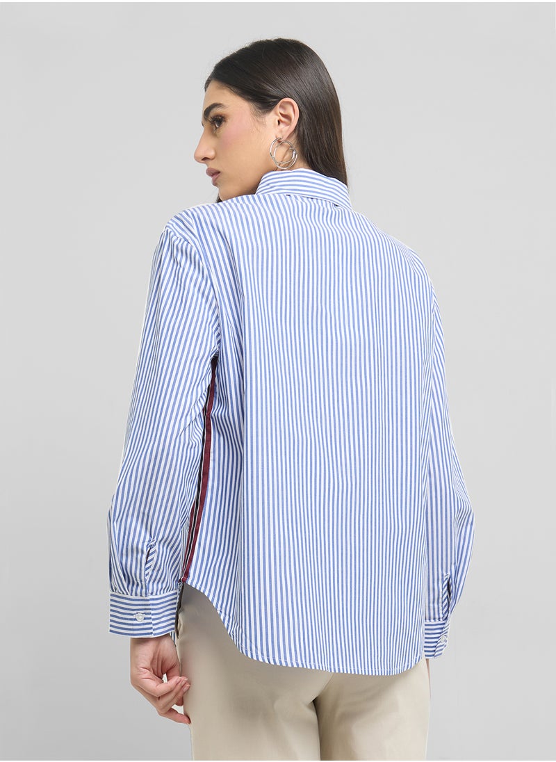ONLY - Side Tape Detail Pinstripe Shirt - Image 1