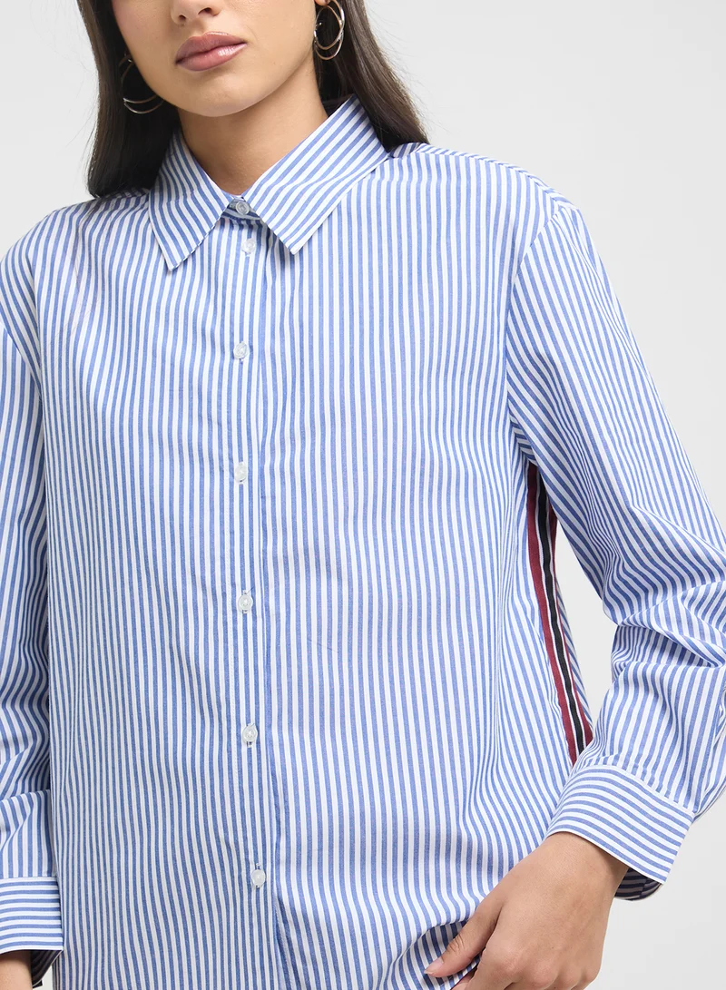 ONLY Side Tape Detail Pinstripe Shirt