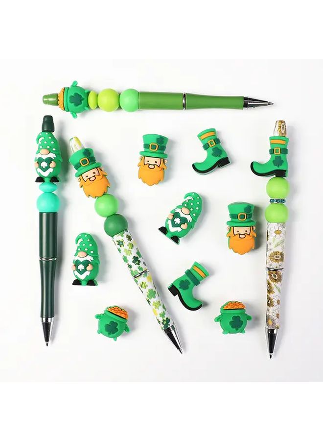 ST. Patricks Day 4pcs Silicone Green Lucky Coin Boot Beads Set For Keychains Decor - Image 1