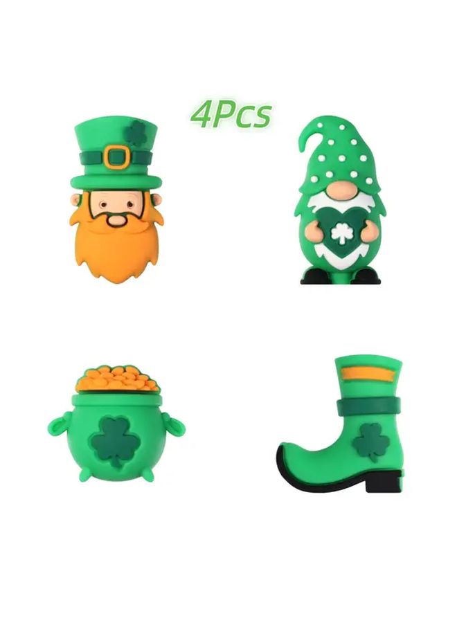 ST. Patricks Day 4pcs Silicone Green Lucky Coin Boot Beads Set For Keychains Decor - Image 4