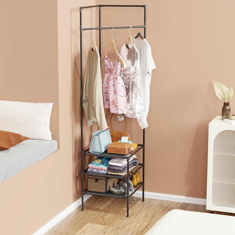 Lukzer Metal 3 Tier Closet Organizer Freestanding Sturdy High Hall Trees Corner Storage Organizer for Entryway BedroomBlack 450 x 450 x 1830 mm - Image 2