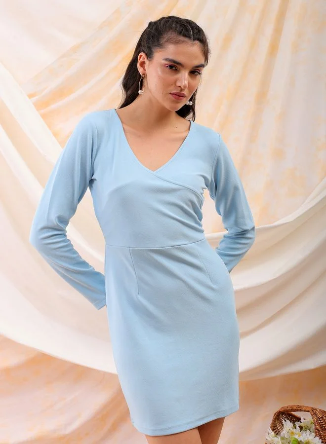 مرفوعة Women Fitted Casual Textured Wrap Dress