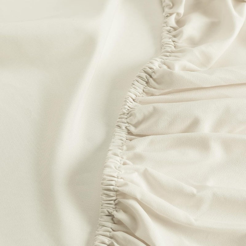 Serta Simply Clean Super Soft Hypoallergenic Stain Resistant Deep Pocket 3 Pieces Solid Bed Sheet Set, Twin XL, Ivory - Image 4