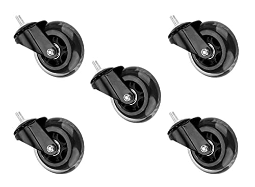 Bilvina Nylon castor wheels for chair threaded Type For OfficeHome Black Set Of 5