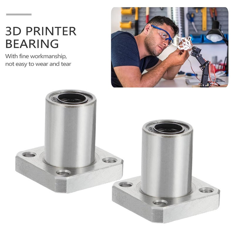 Kichvoe 2pcs Nickel Plated Lmk8uu Flange Linear Bearings for 3D Printer DIY Parts Round Flange Linear Bearings with Precision Sleeve Suitable for Printer Rail Guides - Image 5