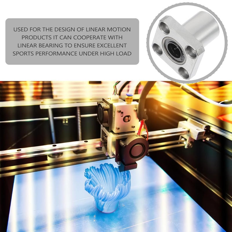 Kichvoe 2pcs Nickel Plated Lmk8uu Flange Linear Bearings for 3D Printer DIY Parts Round Flange Linear Bearings with Precision Sleeve Suitable for Printer Rail Guides - Image 3