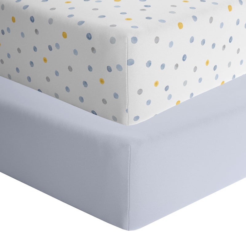 Featherhead 2Pack Fitted Crib Sheets  100 Cotton  52 x 28 x 9 for Standard Crib and Toddler Mattress Jersey Boys Polka