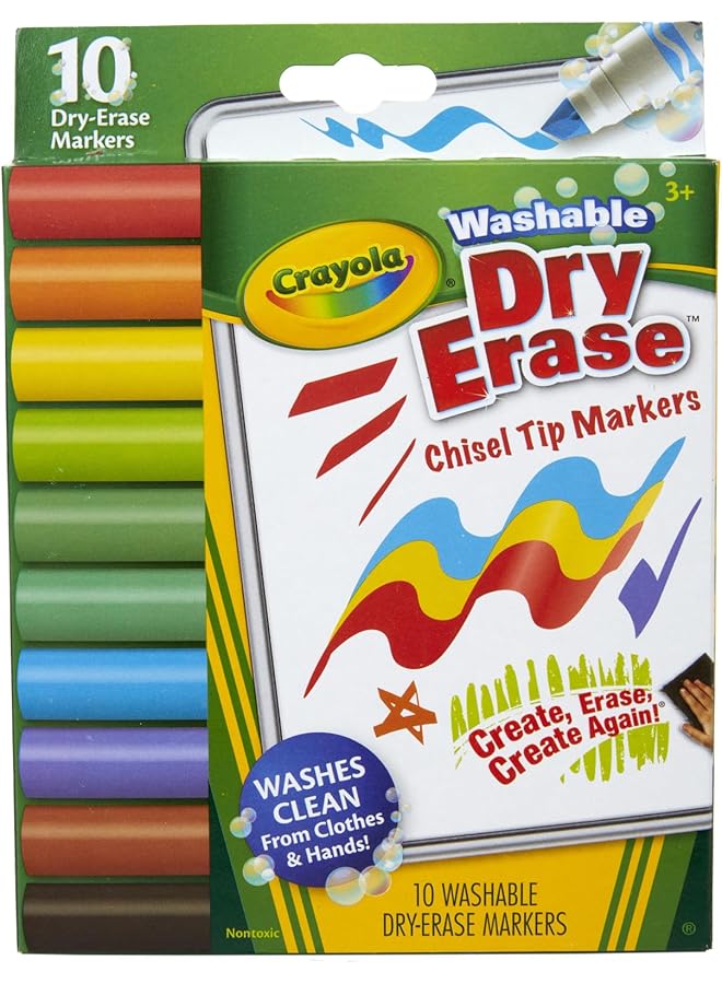 كرايولا أقلام تحديد قابلة للمسح الجاف بطرف إسفيني مكونة من 10 قطع وقابلة للغسل - Image 2