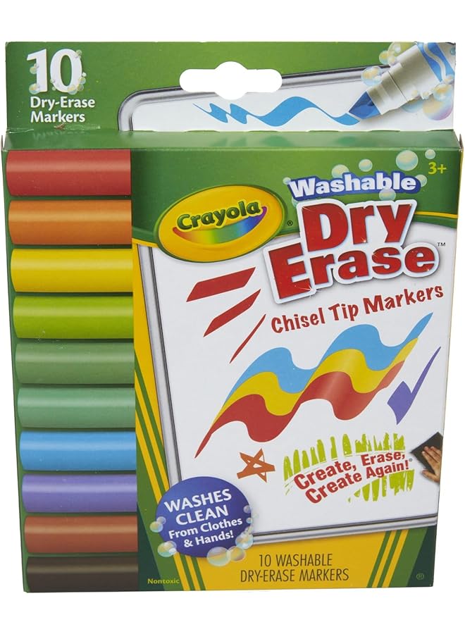 كرايولا أقلام تحديد قابلة للمسح الجاف بطرف إسفيني مكونة من 10 قطع وقابلة للغسل - Image 3