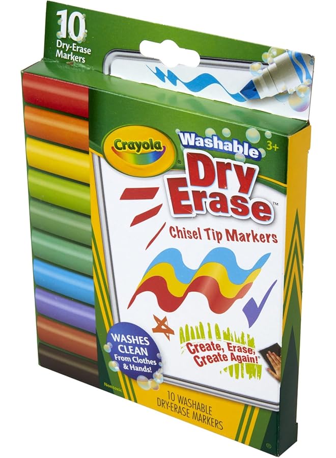 كرايولا أقلام تحديد قابلة للمسح الجاف بطرف إسفيني مكونة من 10 قطع وقابلة للغسل - Image 4