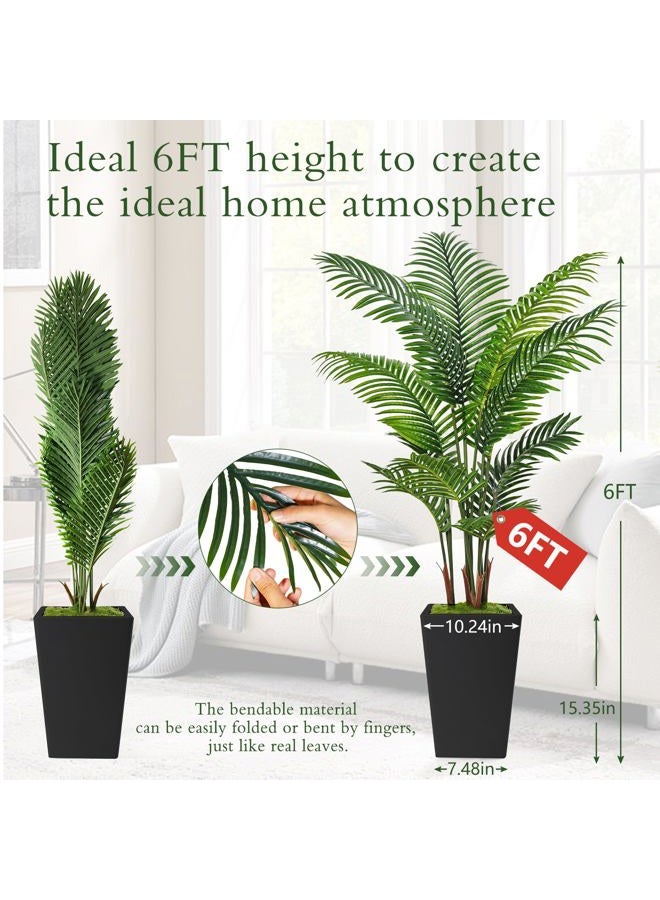 Flydeer Artificial Palm Tree 6FT,Tall Faux Palm Tree Indoor with Black Fake Plants Tall, Artificial Plants with Lifelike Leaves for Home Office Decor (Black) - Image 3