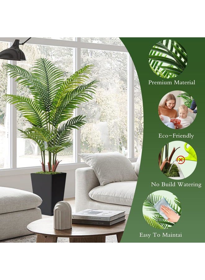 Flydeer Artificial Palm Tree 6FT,Tall Faux Palm Tree Indoor with Black Fake Plants Tall, Artificial Plants with Lifelike Leaves for Home Office Decor (Black) - Image 2