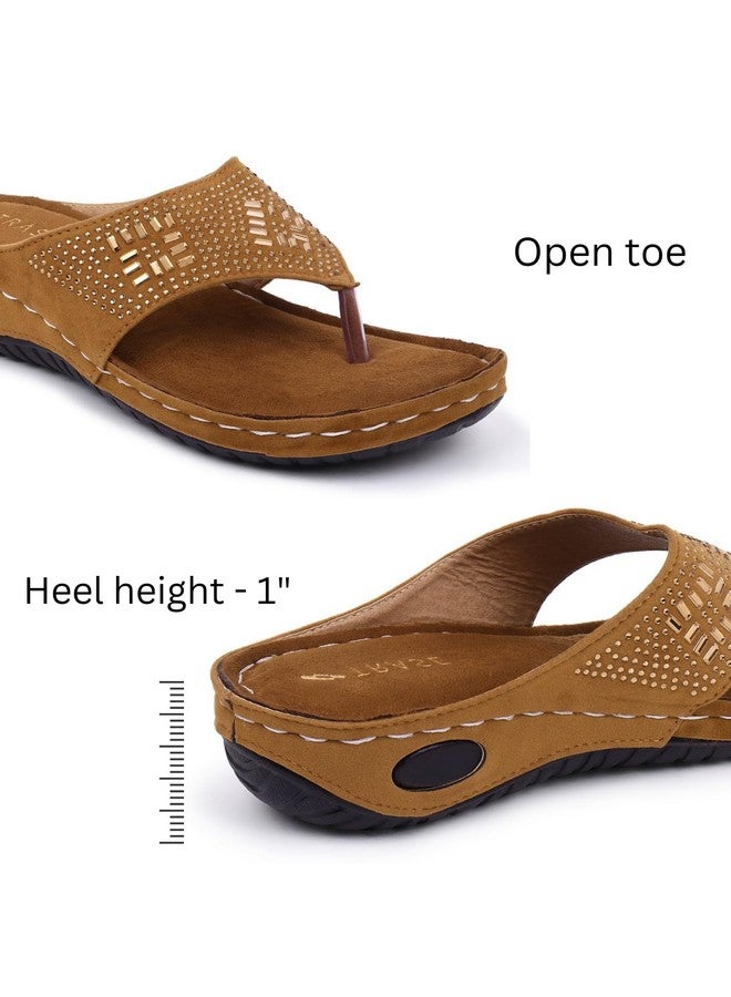 Trase نعال TRASE النسائية الأنيقة | أحذية دكتور أورثو الناعمة والمريحة سهلة الارتداء للنساء والفتيات | خفيفة الوزن وأنيقة، مناسبة لمرضى السكري والعظام، مناسبة لآلام الركبة والقدم - لون بني فاتح، مقاس 5 المملكة المتحدة - Image 4