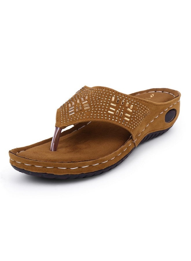 Trase نعال TRASE النسائية الأنيقة | أحذية دكتور أورثو الناعمة والمريحة سهلة الارتداء للنساء والفتيات | خفيفة الوزن وأنيقة، مناسبة لمرضى السكري والعظام، مناسبة لآلام الركبة والقدم - لون بني فاتح، مقاس 5 المملكة المتحدة - Image 1