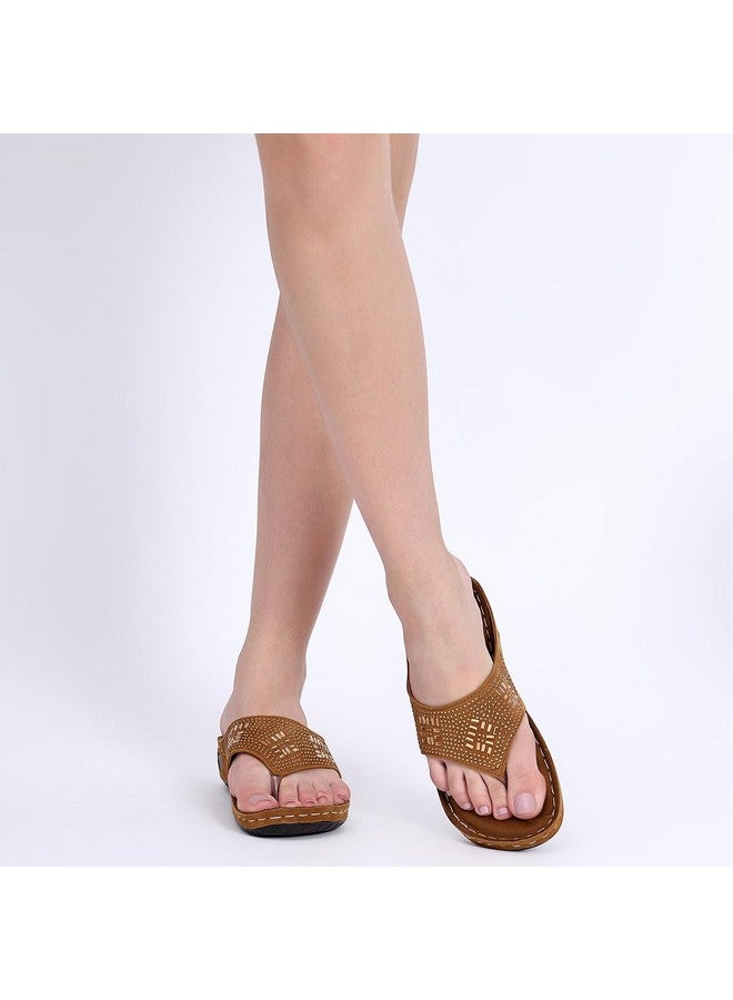 Trase نعال TRASE النسائية الأنيقة | أحذية دكتور أورثو الناعمة والمريحة سهلة الارتداء للنساء والفتيات | خفيفة الوزن وأنيقة، مناسبة لمرضى السكري والعظام، مناسبة لآلام الركبة والقدم - لون بني فاتح، مقاس 5 المملكة المتحدة - Image 3