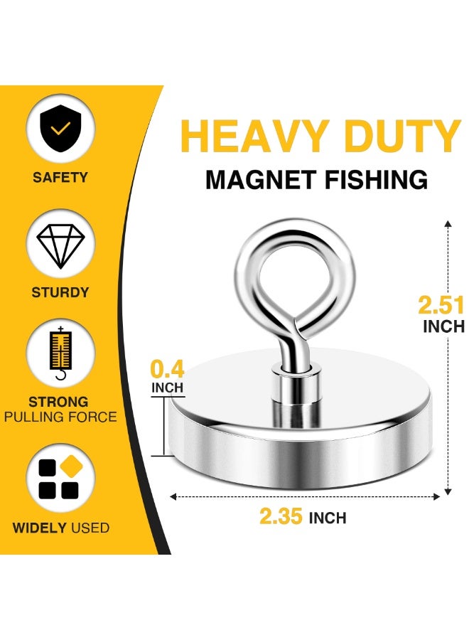 WALALLA Super Strong Neodymium Retrieval Magnet - 140kg Capacity, with Eyebolt for Underwater Exploration & Recovery - 60 mm (2.36 inch) High-Performance Magnet for Professional Use - Image 2
