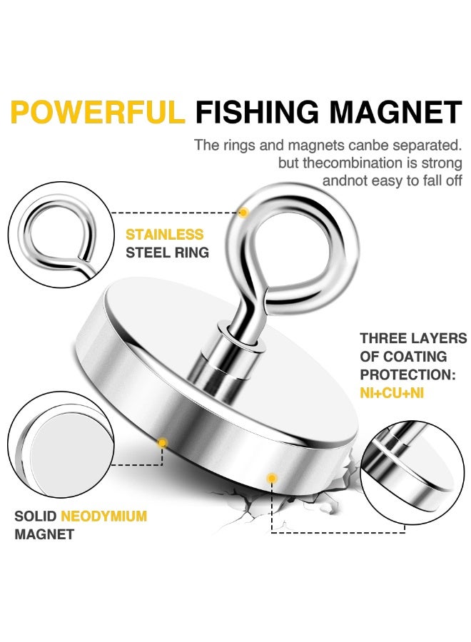 WALALLA Super Strong Neodymium Retrieval Magnet - 140kg Capacity, with Eyebolt for Underwater Exploration & Recovery - 60 mm (2.36 inch) High-Performance Magnet for Professional Use - Image 3