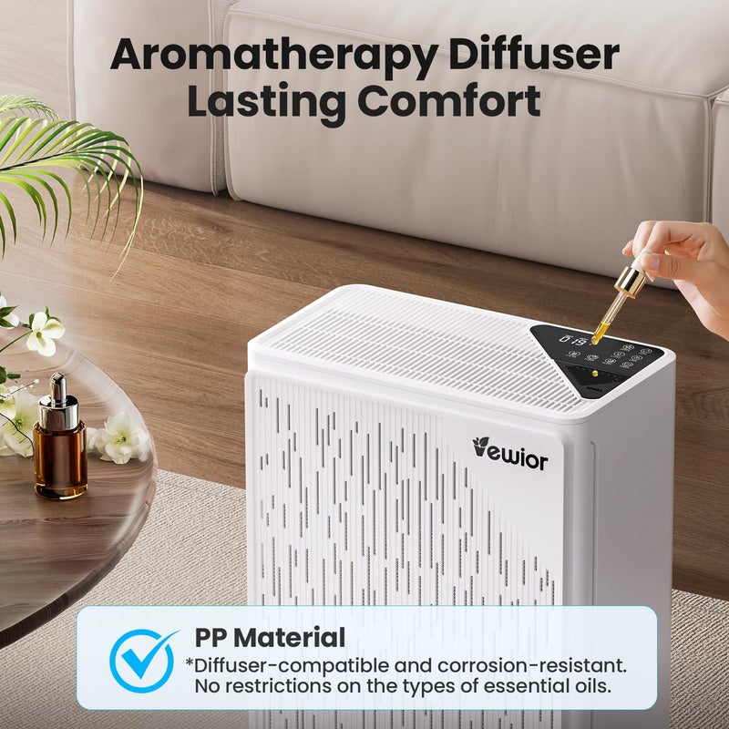 VEWIOR Air Purifiers for Home Large Room up to 2535ftÂ², VEWIOR H13 True HEPA Air Cleaner for Bedroom with PM2.5 Display Auto Air Quality Sensor, Fragrance Diffuser for Wildfire Smoke Pet Hair Dust - Image 4