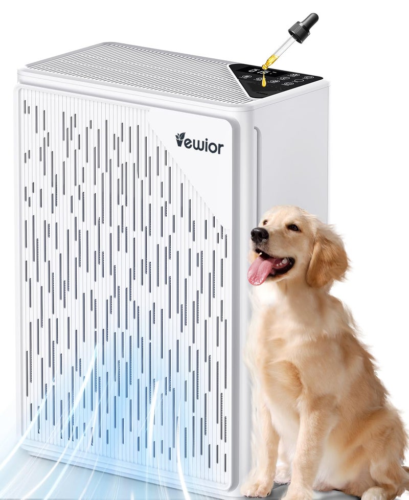 VEWIOR Air Purifiers for Home Large Room up to 2535ftÂ², VEWIOR H13 True HEPA Air Cleaner for Bedroom with PM2.5 Display Auto Air Quality Sensor, Fragrance Diffuser for Wildfire Smoke Pet Hair Dust - Image 1