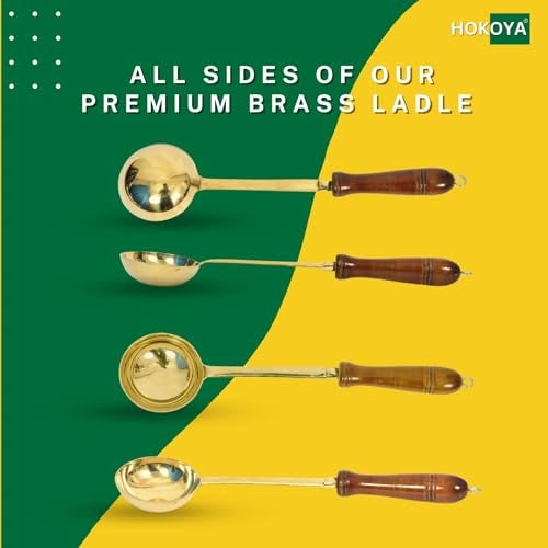 HOKOYA Pure Brass Handi with Lid | Traditional Pital Cooking Pot for Kitchen & Biryani | Handmade Mirror Finish Brass Utensil for Home Chefs & Gifting (Handi+Lid+Ladle) - Image 4