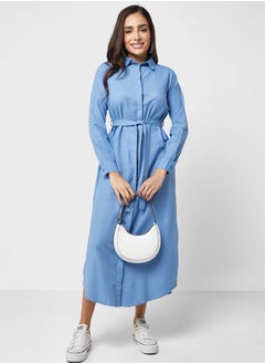 Belted Long Sleeve Dress