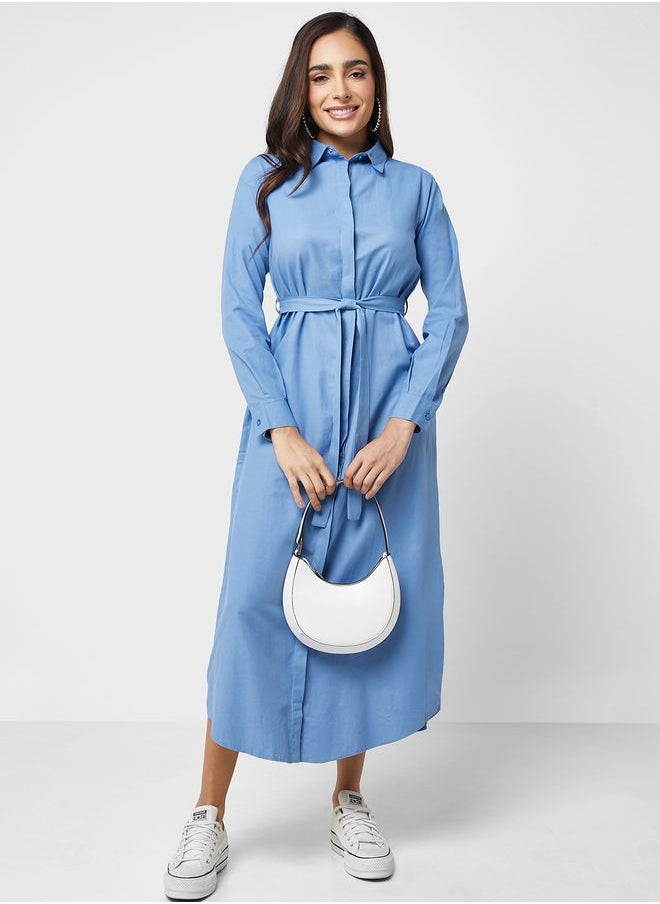 Refka by modanisa - Belted Long Sleeve Dress - Image 1