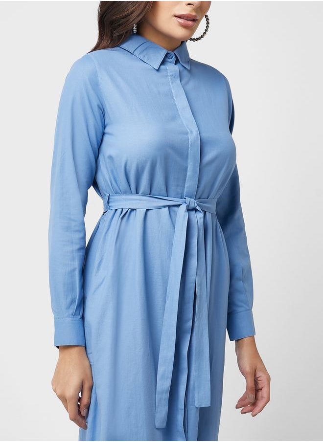 Refka by modanisa - Belted Long Sleeve Dress - Image 1