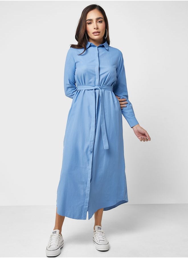 Refka by modanisa - Belted Long Sleeve Dress - Image 1