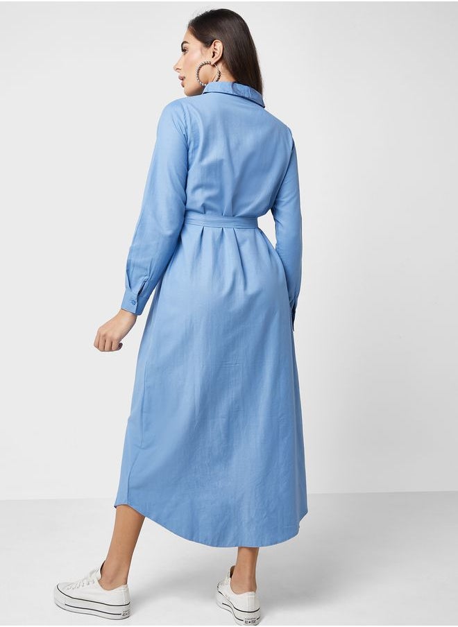 Refka by modanisa - Belted Long Sleeve Dress - Image 1